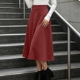 thumbnail image 3 of Lmueinov Plus Size Skirts for Women Casual Elastic High Waist Midi Skirt with Pockets Solid Color Flowy Work Office Fall Winter Skirts S-3XL, 3 of 7