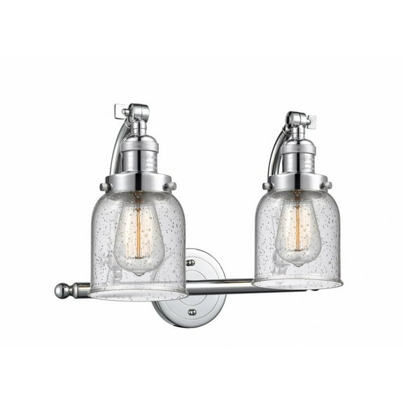 515-2W-PC-G54 Innovations Lighting Bell - 2 Light Bath Vanity In Industrial Style-12 Inches Tall and 18 Inches Wide-Polished Chrome Finish-Seedy Glass