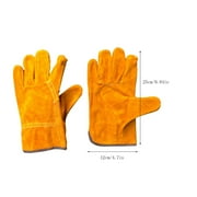 Leather Work Gloves, Flexible Grip Gardening Construction Gloves, Heavy Duty Cowhide Thorn Proof Cut Resistant for Men Women, 1 Pair, 4.7x9.84