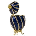 thumbnail image 3 of Jewelry Gift Box for Necklace Swarovski Crystals Winding Egg with Crown Blue Imperial Egg Jewelry Box (Small) 1.57 x 2.9-inch Desk Trinkets Unique Boxes, 3 of 8