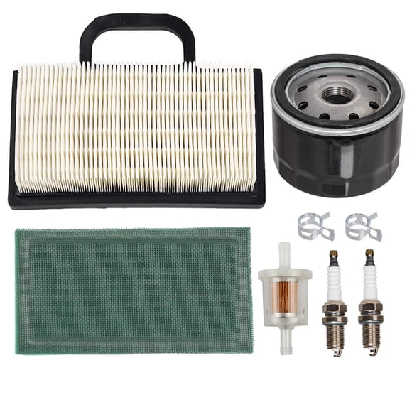 HIFROM Air Filter Pre-Filter Oil Fuel Filter Spark Plug Kit Compatible with John Deere D140 D130 L120 Z425 X130R X135R X165 L118 L