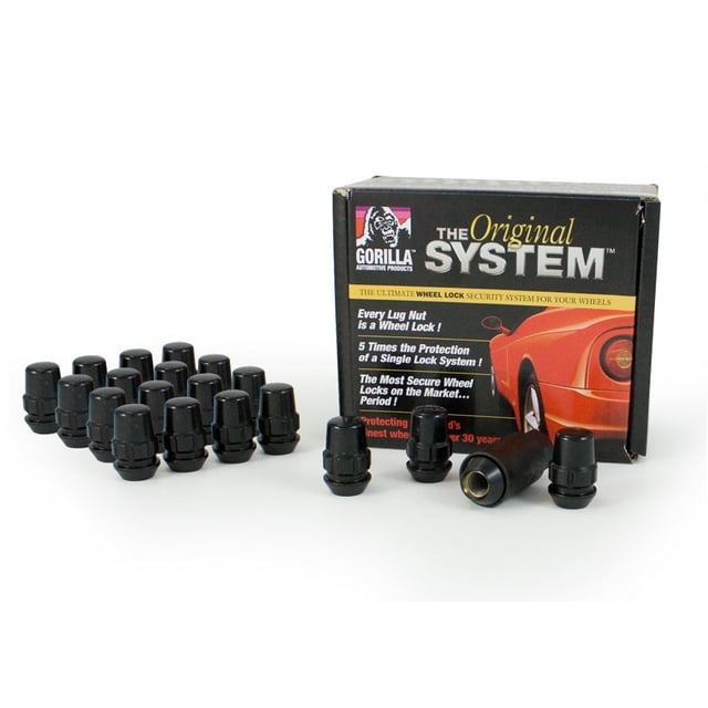 Gorilla Automotive 71683NBC "The System" Acorn Black Chrome Wheel Locks (1/2" Thread Size) - For 5 Lug Wheels