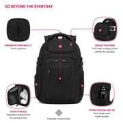 حقيبة ظهر SWISSGEAR Stride ScanSmart للكمبيوتر المحمول، 17 حجرة مبطنة، للسفر والاستخدام اليومي، أسود