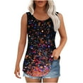 thumbnail image 2 of Frostluinai Sparkly Tank Tops for Women Round Neck Sleeveless Pleated Tanks Glittle Graphic Party Tanks Plus Size Loose Fit Going Out Tanks, 2 of 6