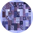 thumbnail image 1 of Ahgly Company Indoor Round Abstract Blue Contemporary Area Rugs, 3' Round, 1 of 4