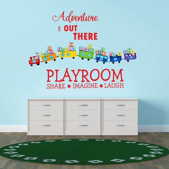 Day Care Wall Decals for Boy's Bedroom - Running Train Carrying Alphabets Wall Sticker Decal With Easy Installation Instructions Kid's Bedroom Décor Wall Sticker - Size: 10 In x 7 In
