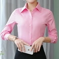 thumbnail image 4 of Long Sleeve Blouse Women Shirt Office Lady Business Button Up Solid Work Tops, 4 of 10
