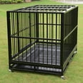 thumbnail image 3 of Wonline Metal Heavy Duty Dog Cage with Wheels, Black, 3 of 16