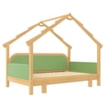 thumbnail image 6 of Bellemave Extendable Montessori House Bed, Wood Twin to King Daybed with Soft Cushion Rails, Double Twin Beds with Roof-Shaped, No Box Spring Needed (Natural+Green), 6 of 8