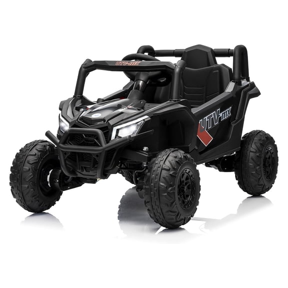 12V Kids Ride On Car, UTV Truck w/ Remote Control, Electric Vehicle with 4 Spring Suspension, EVA Tires, Safety Belt, Double Open Doors, Music, LED Lights for Ages 3-8