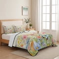 thumbnail image 5 of King Quilt Set 96''x106'', Spring Summer Botanical Lightweight Summer Bedspread Coverlet Set with 2 Pillow Shams, Butterfly Floral Vintage Breathable All Season Quilt Bedding for Bedroom/Guest Room, 5 of 9