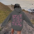 thumbnail image 5 of Women's Hoodies Sweatshirts Graphic Word Hoodie Sweatshirt for Women Long Sleeve Cozy Preppy Tops Casual Everyday Wear Gray M, 5 of 6