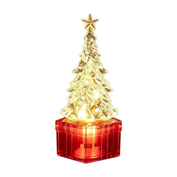 2026 Christmas Home Party Decoration 10cm Mini Christmas Tree Table Lamp LED Night Light With Gift Box Base Small Xmas Desktop Ornament For Window Sill Fireplace Holiday Decor Without Battery