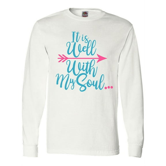 Inktastic It is Well with My Soul Pink Arrow Long Sleeve T-Shirt