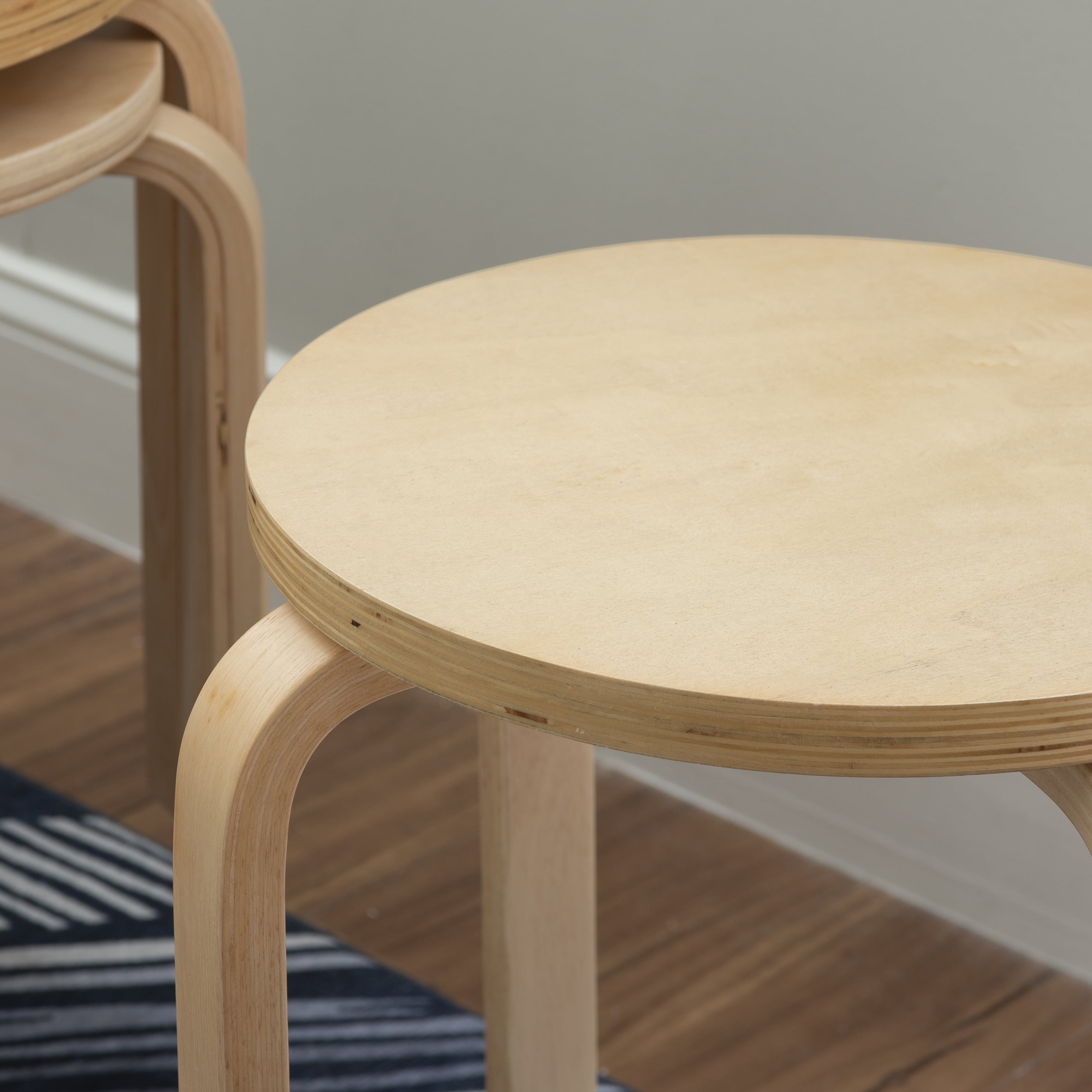 Linon Mayflower 18" Backless Stacking Stools, Set of 4, Natural