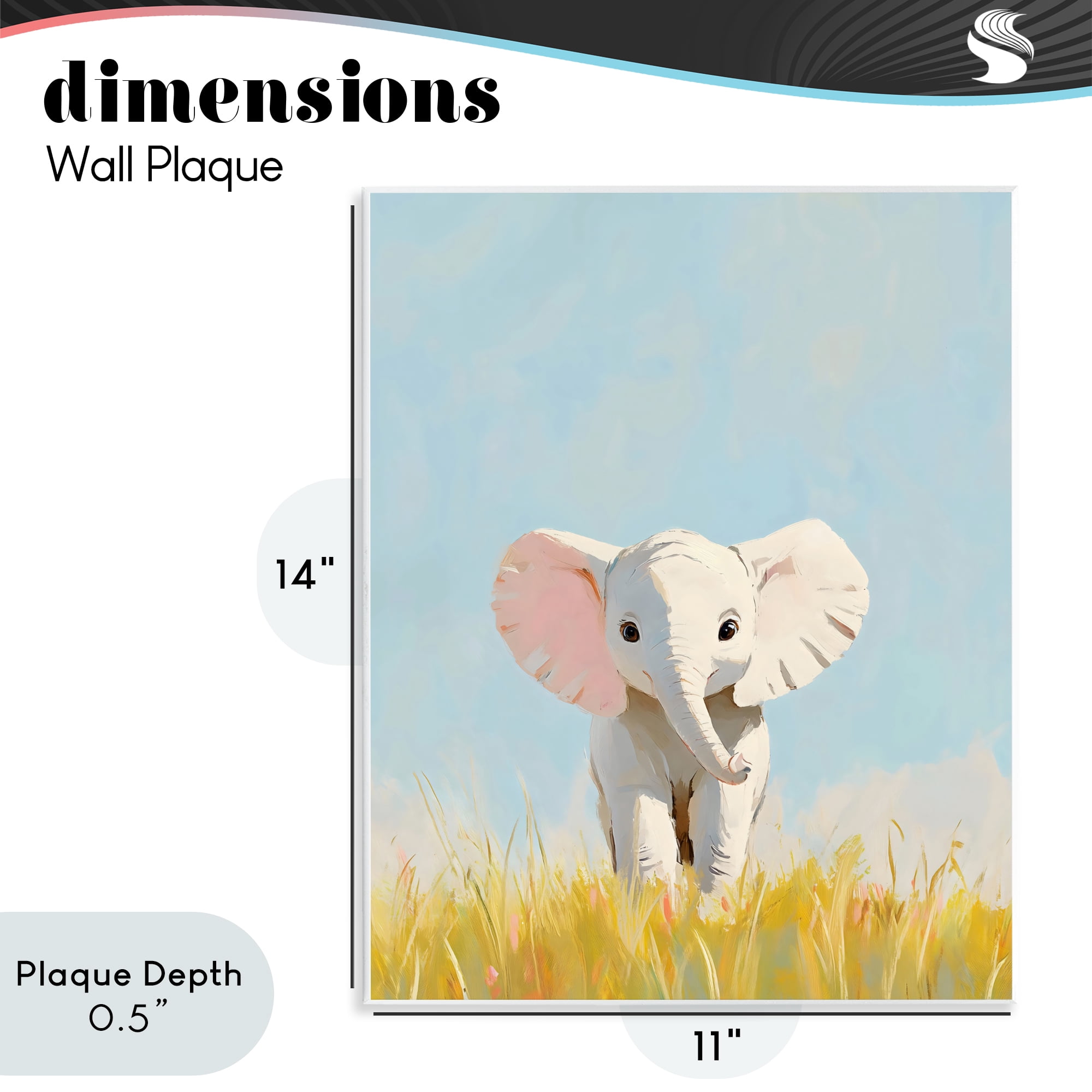 Stupell Industries White Baby Elephant in Grass Wall Plaque Art, design by The Prints Vibe