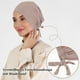 thumbnail image 5 of Qarigey 2 piezas de fijación estable tapas de hijab interiores con banda elástica gorras de hijab sombrero islámico hijab interior Sombreros Caqui+Blanco, 5 of 6