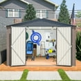 thumbnail image 2 of Unbranded 10' x 10' Metal Storage Shed with Durable Steel Design & Lockable Doors, 79 in x 122 in x 118 in, Brown, 2 Pack, 2 of 9