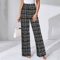 thumbnail image 2 of Women's Plaid Flare Pants Elastic High Waisted Bell Bottom Old Money Trousers Business Casual Pants Black XXL, 2 of 5
