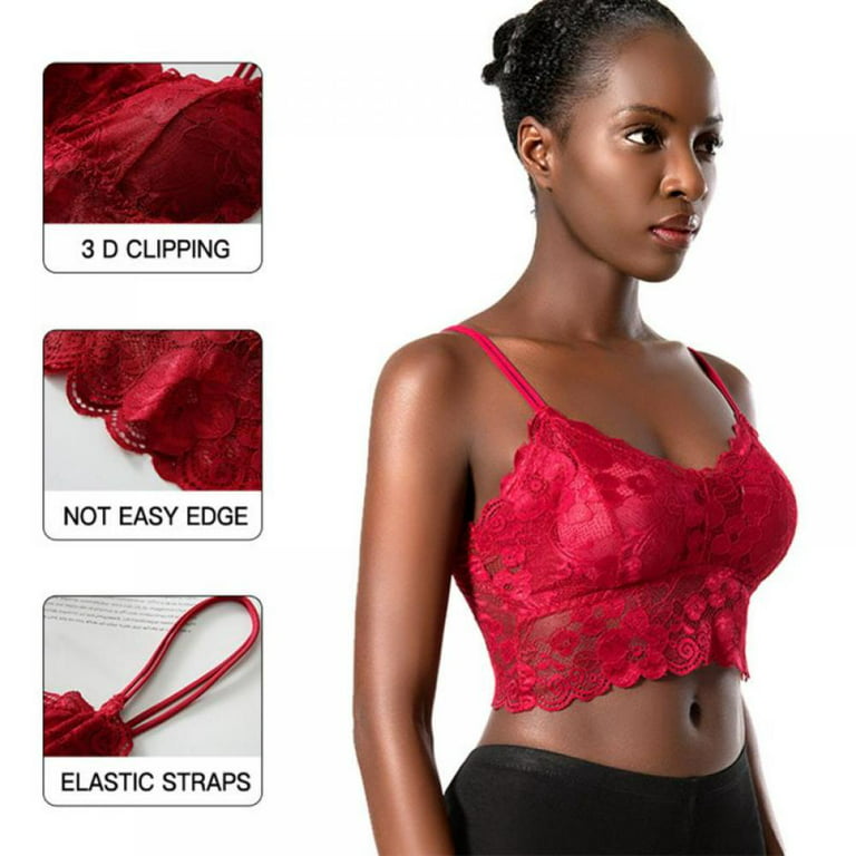 Lace Bralette for Women, Lace Bralette Padded Lace Bandeau Bra with Straps  for Women Girls