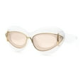 thumbnail image 4 of Womens Thick Plastic Cat Eye Double Metal Rim Mod Retro Fashion Sunglasses White - Beige, 4 of 8