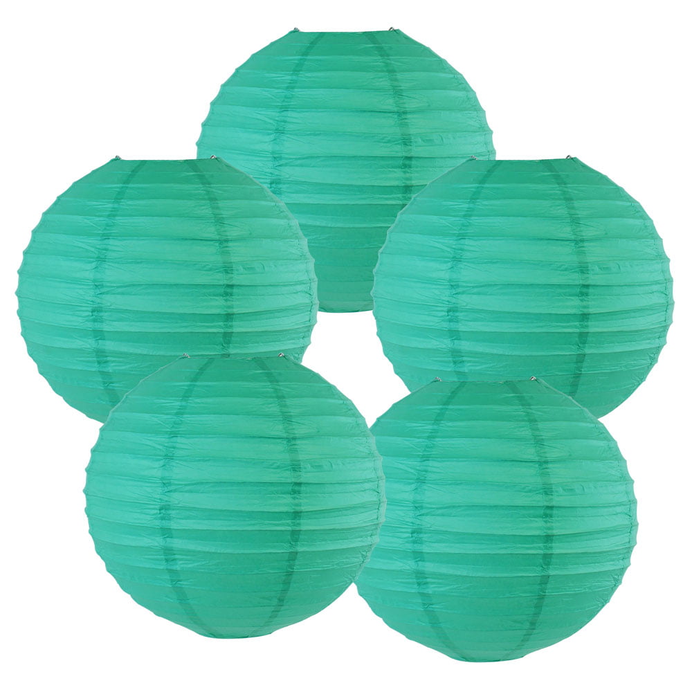 5PCS 10inch Teal Paper Lanterns Wedding Party Round Chinese Japanese Home Decor 