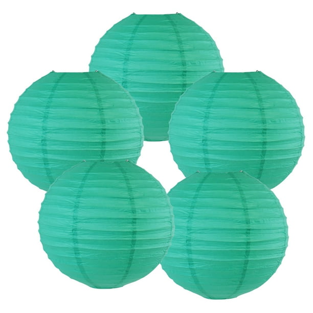 Just Artifacts 20Inch Teal Blue Green Paper Lanterns (Set of 5