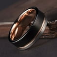 thumbnail image 3 of Wedding Rings Men or Women 8mm Black Gray & Rose Gold Tungsten Wedding Band, 3 of 4
