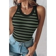 thumbnail image 2 of Women'S Striped Athletic Tank Tops with Built in Bras Fitness Workout Running Tops Black & Green XL, 2 of 5