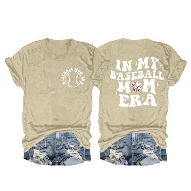 Nouveaux et Tendances T-Shirts Graphiques Uooqdmx pour Femmes, Chemise de Baseball pour Femmes, Sweat à Manches Courtes pour Femmes, T-Shirt à Col Rond Décontracté à la Mode, Chemises en Coton pour Femmes, Beige TTG