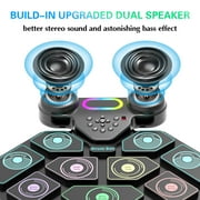 Lvelia Electronic Drum Set for Kids Adults,9-Pads Roll-up Drum Pad Electric Drum Set with Headphone Jack Built-in Speaker Sticks Foot Pedals for Christmas Birthday Gift