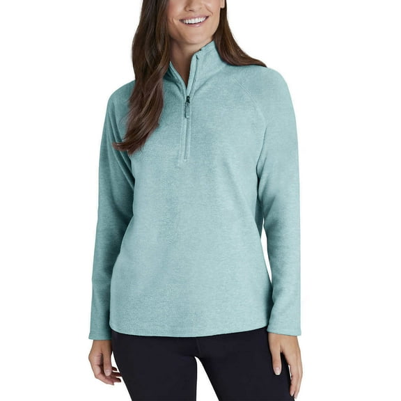 Eddie Bauer Women's Ultrasoft Mock Neck Quarter Zip Pullover Top-Blue / XXL