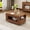Brown Woodgrain Small, variant on Coffee Table with Storage, 39" Small Center Table with Transparent Legs and Sides Storage, Farmhouse 2-Tier Coffee Tables for Living Room, Home Office, Apartment, Brown Wood Grain Finish