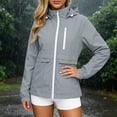 thumbnail image 5 of vdgthytj Womens Rain Jacket Windproof Drawstring Hooded Jackets Lightweight Waterproof Solid Travel Hiking Outwear with Pockets(Large,Gray), 5 of 7