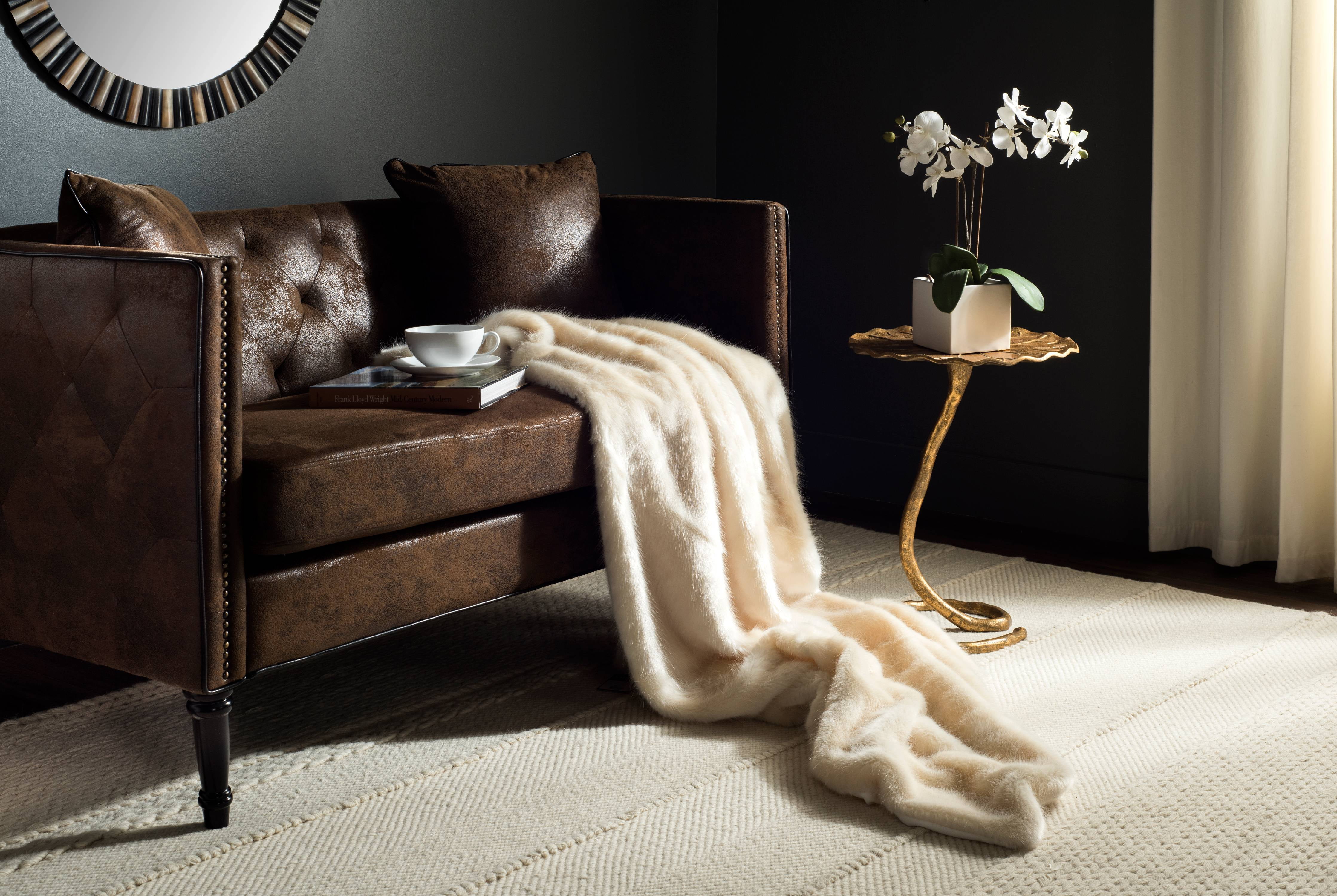 Samira Faux Fur Throw - Slate main image 1