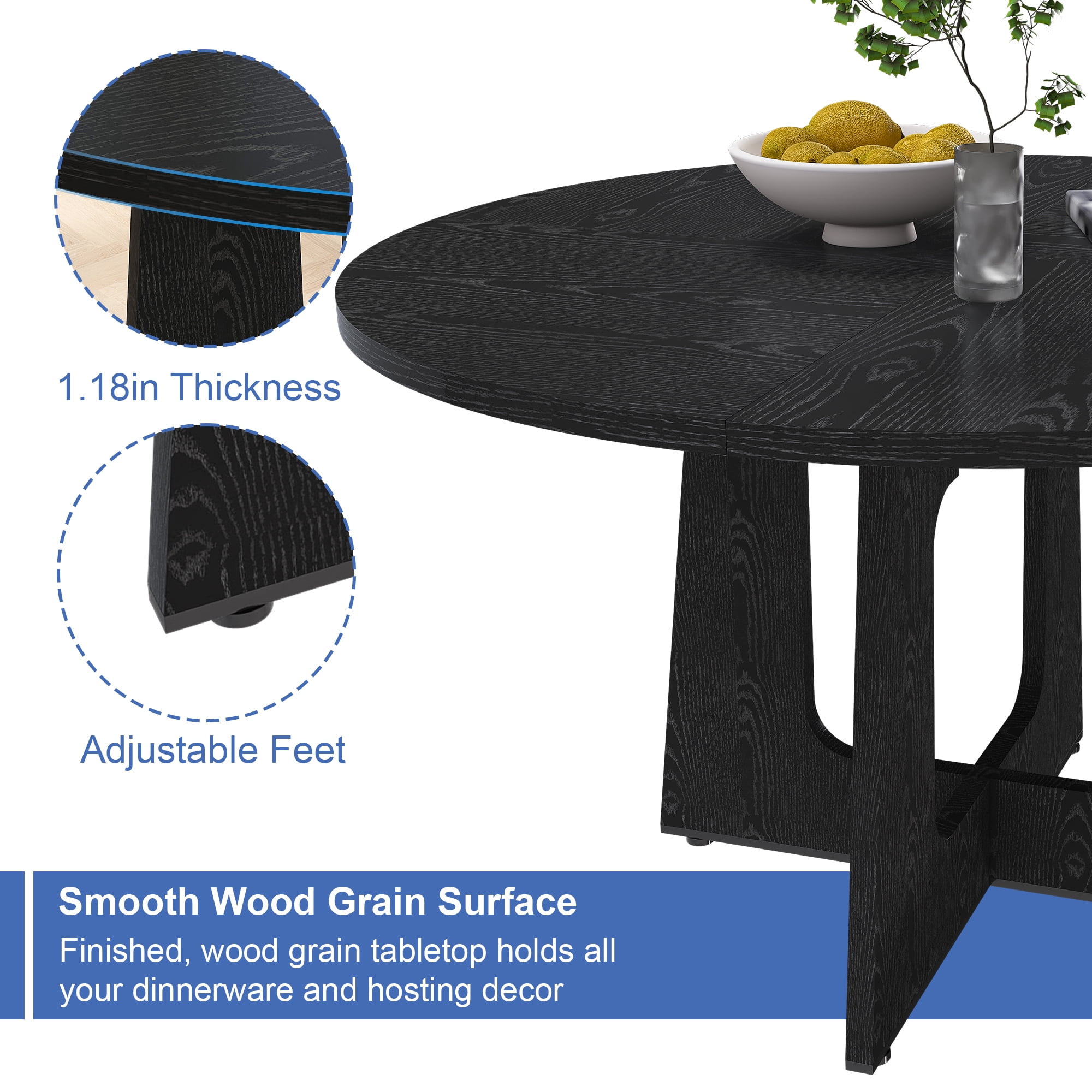 Spiced Round Dining Table for 4-47 Inch Farmhouse Kitchen Table, MDF Circle Table with Wood Grain Finish, 300lb Weight Capacity, Easy Assembly for Dining Room, Kitchen, Living Room
