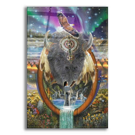 Epic Art 'Sacred Indian Buffalo' by Enright, Acrylic Glass Wall Art, 16"x24"