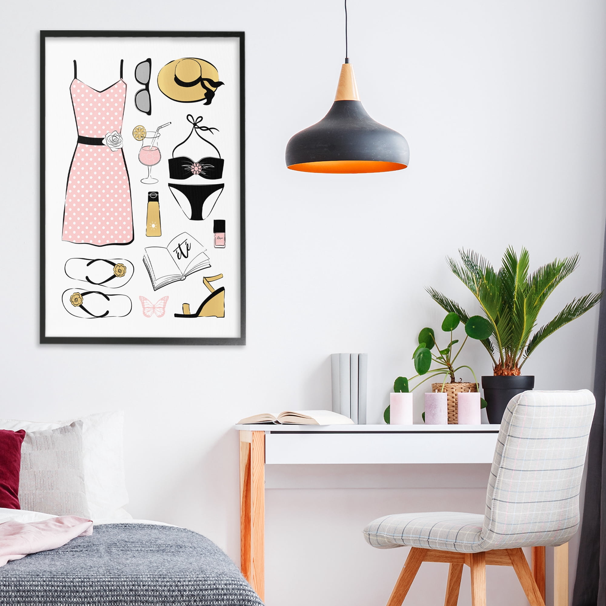 Stupell Industries Summer Vibes Necessities Black Framed Giclee Art, design by Martina Pavlova