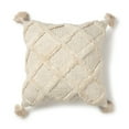 thumbnail image 2 of (2 pack) Better Homes & Gardens Tufted Trellis Decorative 20" Square Throw Pillow, Natural, 1 per Pack, 2 of 7