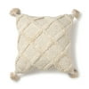 Better Homes & Gardens Tufted Trellis Decorative Square Throw Pillow, 20  x 20 , Natural, Single Pillow
