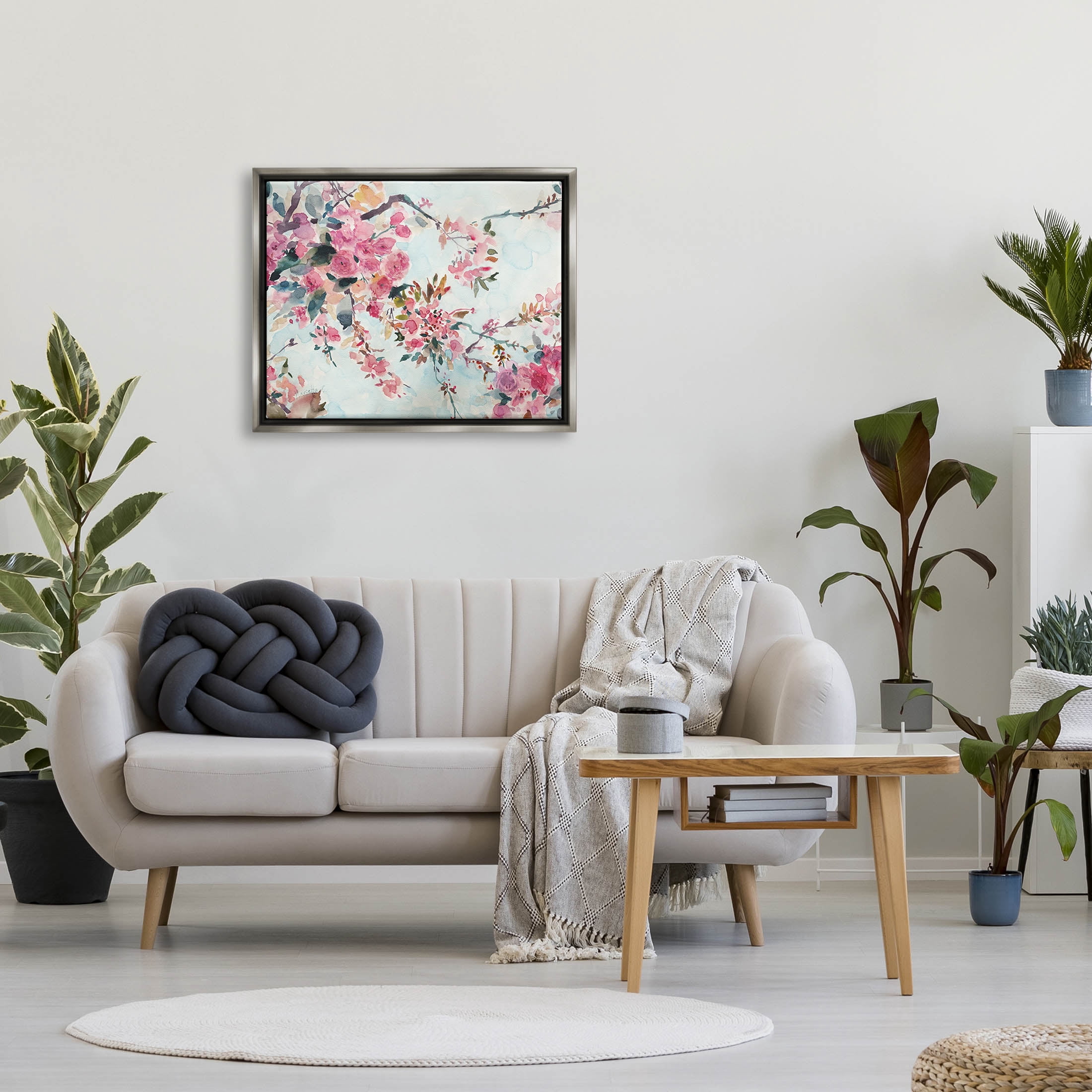 Budding Cherry Blossoms Nature Botanical & Floral Graphic Art Luster Gray Framed Art Print Wall Art