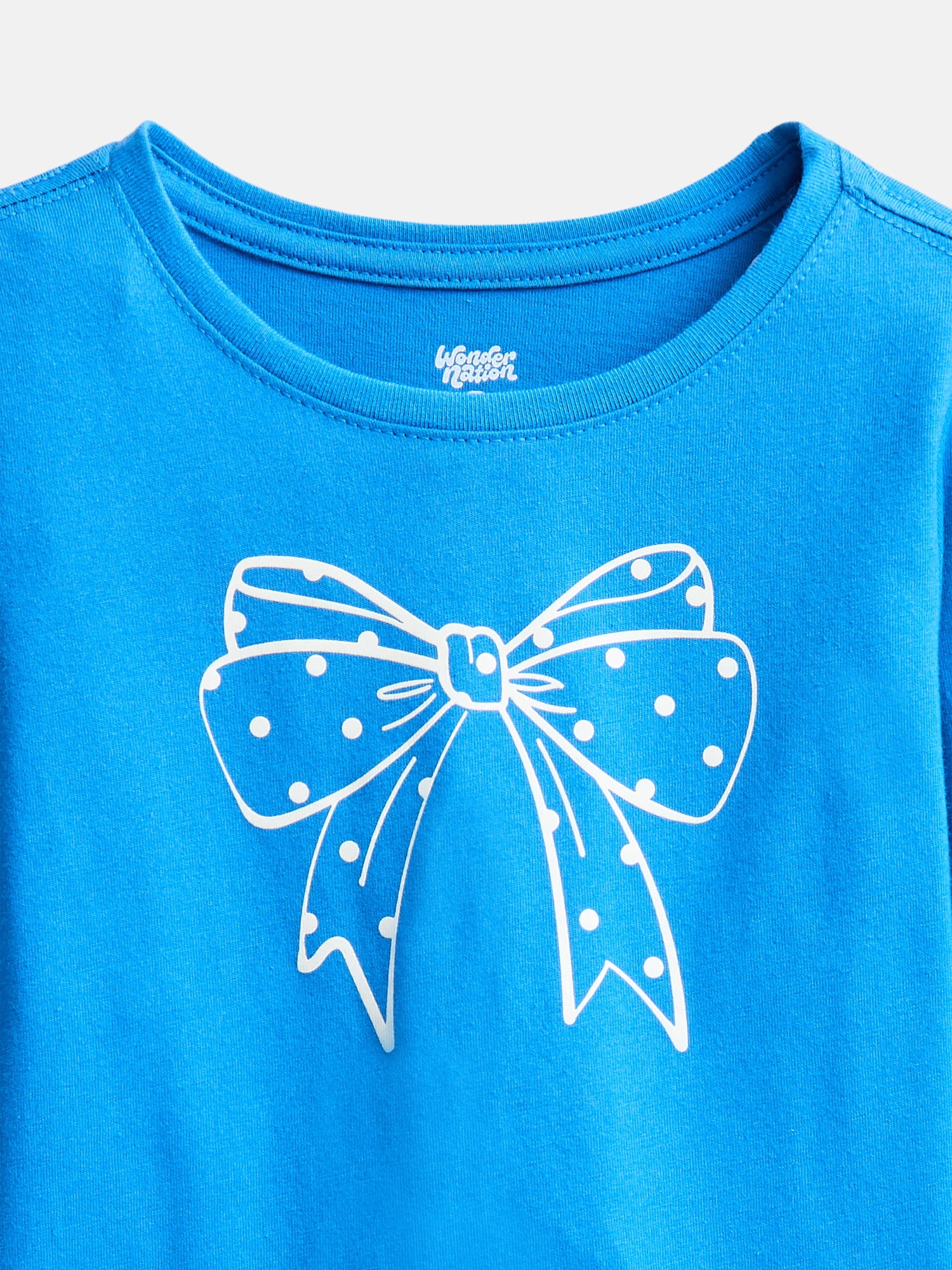 Wonder Nation Baby and Toddler Girls' Graphic Tee with Long Puff Sleeves, Sizes 0M-5T