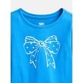 thumbnail image 2 of Wonder Nation Baby and Toddler Girls' Graphic Tee with Long Puff Sleeves, Sizes 0M-5T, 2 of 3