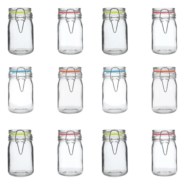 12 Frascos Hermeticos De Vidrio Para Mermelada Vencort Tapa Roja 250 ml