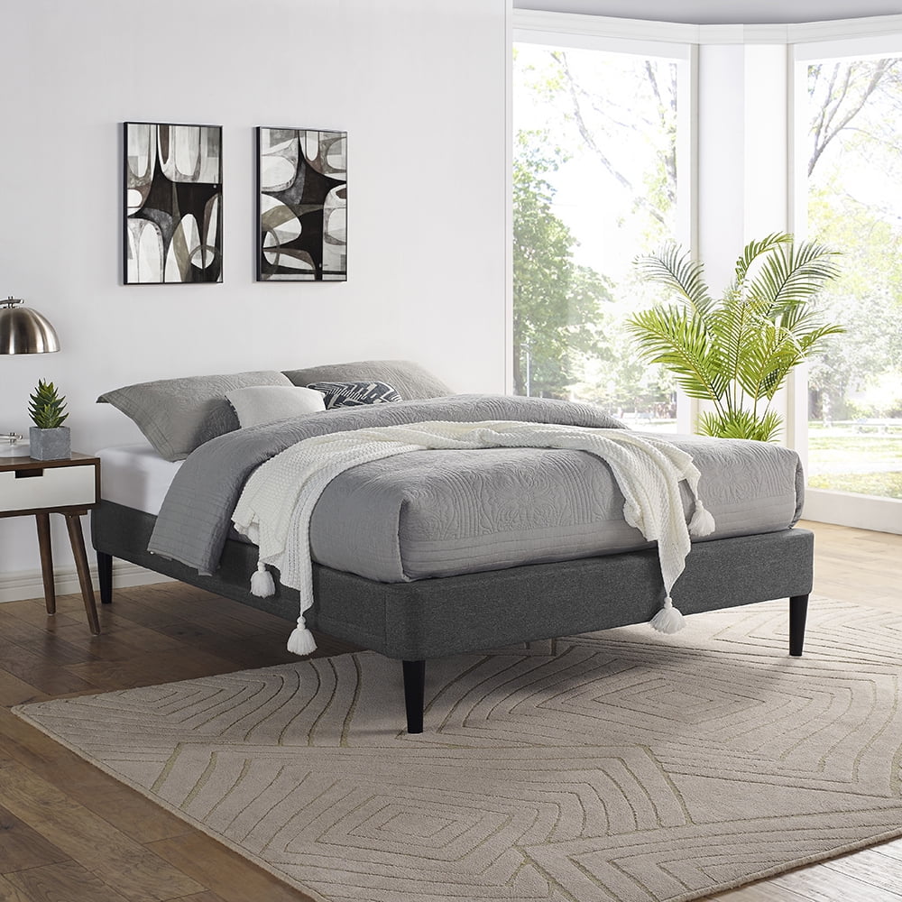 Modern Essentials Parnell Upholstered Platform Bed Frame, King, Gray