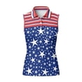 thumbnail image 4 of Yuyamidu American Flag Star Golf Shirts for Women Anti Wrinkle Tennis Tank Tops Printed Collared Shirts Sleeveless Button Down Workout Athletic Size L, 4 of 7