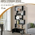 thumbnail image 3 of Costway 6-Tier S-Shaped Bookcase Storage Rack Bookshelf with Cabinet Anti-toppling Devices Black, 3 of 9