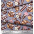 thumbnail image 2 of Soimoi Poly Georgette Fabric Cupcake,Donut & Cookies Food Print Fabric by Yard 52 Inch Wide, 2 of 3