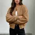 thumbnail image 5 of Tqcoqu Women's Round Neck Button Front Solid Color Jacket Long Sleeve with Pockets Casual Outerwear, 5 of 7
