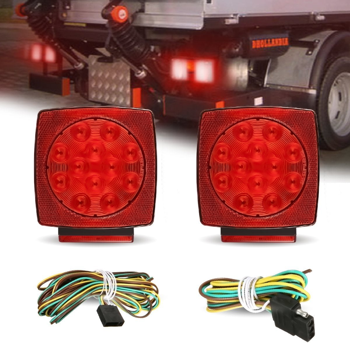 TOPNEW New Version Boat Trailer Lights Kit Square Submersible LED